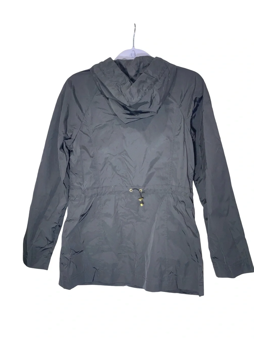 Cole Haan Women's Signature Hooded‎ Rain Jacket Black Gold Hardware Size XS